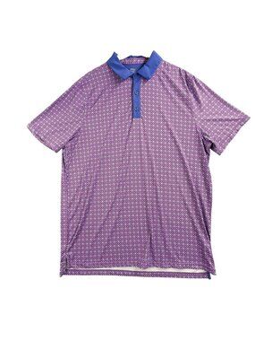 Graham Luxe Polo Shirt Mens XL Purple Floral Print Golf Performance Stretch Golf